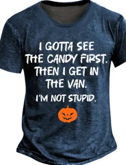 Best OUKU Halloween Men's Pumpkin Funny Slang T Shirt Short Sleeve T shirt 3D Print Crew Neck Shirt Retro Vintage Casual Street Style Street Sports Outdoor Casual Navy Blue Dark Gray Spring & Summer Clothing