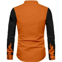Online OUKU Halloween Men's Pumpkin Grimace Halloween Costumes Button Up Shirt Long Sleeve Casual Party Evening Wear Fall Winter Spring & Summer Turndown Shirt Collar Button Up 3D Print Orange