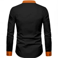 New OUKU Halloween Men's Pumpkin Halloween Costumes Button Up Shirt Long Sleeve Casual Party Evening Wear Fall Winter Spring & Summer Turndown Shirt Collar Button Up 3D Print Orange