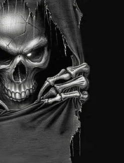 Online OUKU Halloween Men's Reaper Henley Shirt T shirt Tee Short Sleeve T shirt 3D Print Crew Neck Stand Collar Lace Up Neck Shirt Casual Street Sports Outdoor Casual Black Blue Brown Summer Spring All Seasons