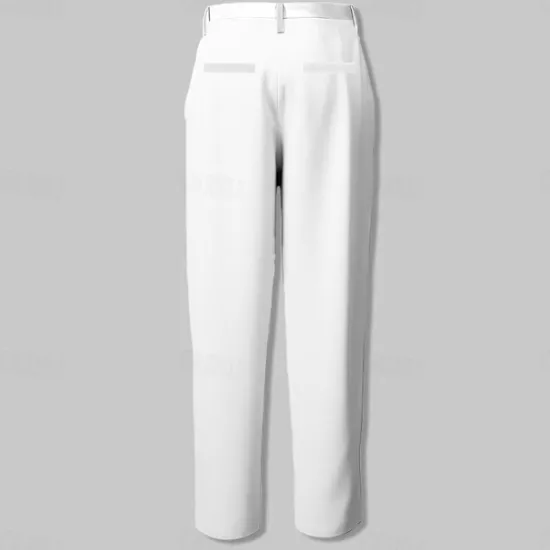 Discount OUKU Halloween Men's Rose Skull Dress Pants Mid Waist Horror Dark Party Evening Wear Pocket Summer Spring Fall White