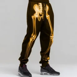 Outlet OUKU Halloween Men's Skeleton Halloween Costumes Sweatpants Joggers Trousers Mid Waist Drawstring Elastic Waist Dark Gothic Style Holiday Streetwear Athletic Sweatpants with Pockets Spring Fall 3D Print