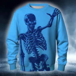 Best OUKU Halloween Men's Skull Devil Reaper Sweatshirt Punk Party Long Sleeve Crew Neck Vacation White Blue Crewneck 3D All Seasons Designer