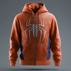 Discount OUKU Halloween Men's Spider 3D Hoodie Sweatshirt Punk Cool Crew Neck Party Gift Streetwear Yellow Red Drawstring Zipper Fall Winter Designer
