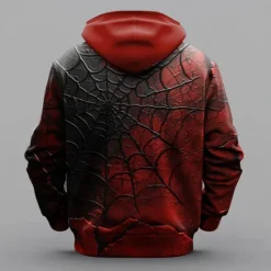 Best OUKU Halloween Men's Spider Hoodie Hoodies Sweatshirt Fashion Cool Long Sleeve Hooded Vacation Halloween Pocket 3D Print Fall Winter Designer Red