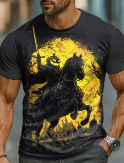 Sale OUKU Halloween Men's T Shirt Skull Pumpkin 3D Crew Neck Clothing Apparel 3D Print Party Street Holiday Short Sleeve Graphic Exaggerated Designer