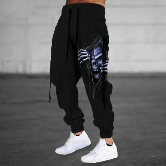New OUKU Halloween The Grim Reaper'S Hand Skull Mens Graphic Pants | Casual Sports Outdoor Black Cotton | Sweatpants Joggers Trousers Drawstring Side Pockets Elastic Waist Prints Comfort Breathable Daily Blend