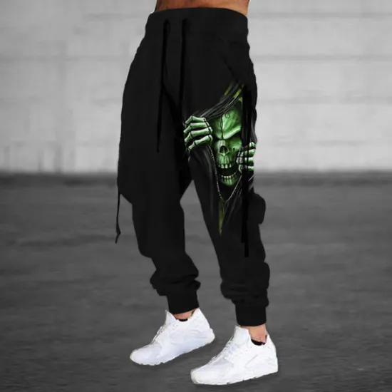 New OUKU Halloween The Grim Reaper'S Hand Skull Mens Graphic Pants | Casual Sports Outdoor Black Cotton | Sweatpants Joggers Trousers Drawstring Side Pockets Elastic Waist Prints Comfort Breathable Daily Blend