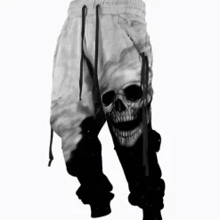 Hot OUKU Halloween The Skull Pants Mens Graphic | Casual Sports Outdoor Yellow Cotton | Sweatpants Joggers Trousers Drawstring Side Pockets Elastic Waist Prints Comfort Breathable Daily Blend