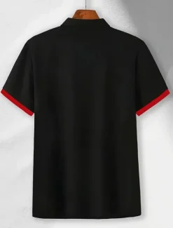 Clearance OUKU Independence Day Men's American US Flag Golf Shirt Short Sleeve Polo Shirts Polo Collar Casual Comfortable Casual Daily Wear Festival Buttons Summer Black Red Navy Blue