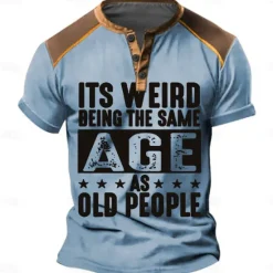 Sale OUKU It's Weird Being The Same Age Men's Fashion Casual Street Style 3D Print T shirt Tee Henley Shirt Street Sports Outdoor Casual T shirt Blue Green Khaki Short Sleeve Henley Shirt Spring & Summer