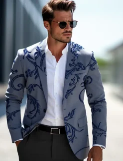 Outlet OUKU kentucky derby Men's Floral Long Sleeve Turndown Business Work Wear to work Going out Buttons Print Multi Pocket