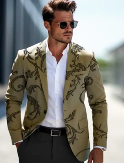 Outlet OUKU kentucky derby Men's Floral Long Sleeve Turndown Business Work Wear to work Going out Buttons Print Multi Pocket