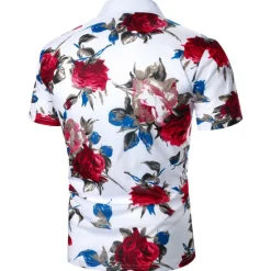 New OUKU Kentucky Derby Men's Floral Button Up Shirt Hawaiian Polo Shirts Golf Shirt Short Sleeve Polo Shirts Collared Shirts Casual Beach Wear Vacation Wear Tropical Wear Party Outfits Buttons 3D Print White