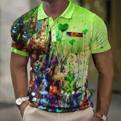 Outlet OUKU Kentucky Derby Men's Graphic Prints Waffle Polo Shirts Polo Shirts Lapel Polo Short Sleeve Polo Shirts Turndown Fashion Designer Casual Outdoor Street Casual Daily Print Summer Spring Blue-Green Blue