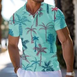 Best OUKU Kentucky Derby Men's Hawaiian Polo Shirts Golf Shirt Short Sleeve Polo Shirts Collared Shirts Beach Wear Vacation Wear Tropical Wear Party Outfits Buttons 3D Print Spring & Summer White Yellow Red