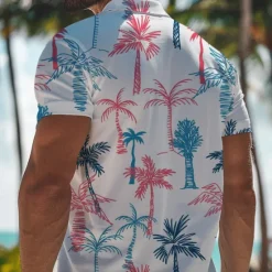 Best OUKU Kentucky Derby Men's Hawaiian Polo Shirts Golf Shirt Short Sleeve Polo Shirts Collared Shirts Beach Wear Vacation Wear Tropical Wear Party Outfits Buttons 3D Print Spring & Summer White Yellow Red