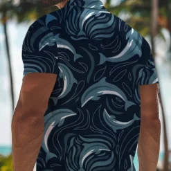 Online OUKU Kentucky Derby Men's Hawaiian Polo Shirts Golf Shirt Short Sleeve Polo Shirts Collared Shirts Beach Wear Vacation Wear Tropical Wear Party Outfits Buttons 3D Print Spring & Summer Purple Dark Blue