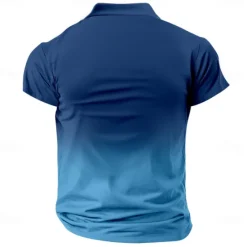 Best OUKU Kentucky Derby Men's Ombre Turtle Polo Short Sleeve Polo Shirts Collared Shirts Casual Resort Vacation Wear 3D Print Summer Spring Fall White Blue Dark Blue