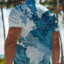 Online OUKU Kentucky Derby Men's Resort Hawaiian Polo Shirts Golf Shirt Short Sleeve Polo Shirts Collared Shirts Beach Wear Vacation Wear Tropical Wear Party Outfits Buttons 3D Print Spring & Summer Lake blue