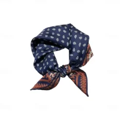 OUKU Male 100% Silk Square Scarf Formal Outdoor Vacation Dark Brown Wine Scarf