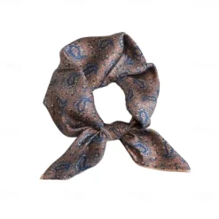 OUKU Male 100% Silk Square Scarf Formal Outdoor Vacation Dark Brown Wine Scarf
