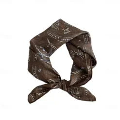 OUKU Male 100% Silk Square Scarf Formal Outdoor Vacation Dark Brown Wine Scarf