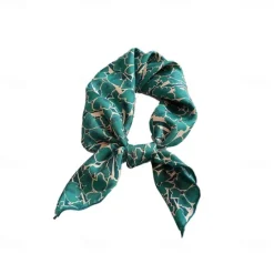 Outlet OUKU Male 100% Silk Square Scarf Outdoor Vacation Office Dark Yellow Black Scarf