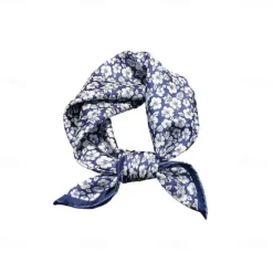 Sale OUKU Male 100% Silk Square Scarf Outdoor Vacation Office White Red Scarf Floral