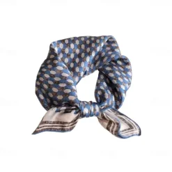 Sale OUKU Male 100% Silk Square Scarf Outdoor Vacation Office White Red Scarf Floral