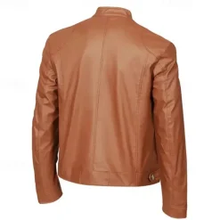 Outlet OUKU Male Faux Leather Jacket Transition Jacket Biker Jacket Casual Daily Travel Pocket All Seasons Solid / Plain Color Leisure Sweet Standing Collar Regular Black Royal Blue Brown Khaki Jacket