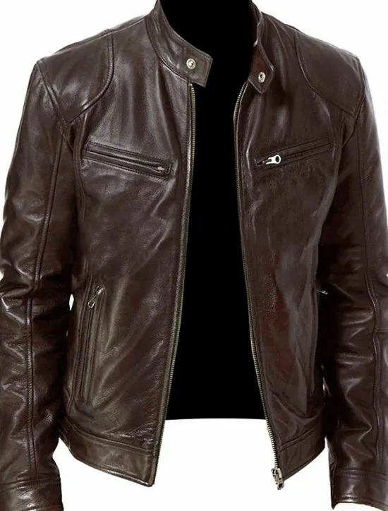 Discount OUKU Male Faux Leather Jacket Transition Jacket Biker Jacket Outdoor clothing Casual Daily Windproof Buttons Fall & Winter Zipper Casual Crew Neck Regular Faux Leather Silver Golden Black White Yellow