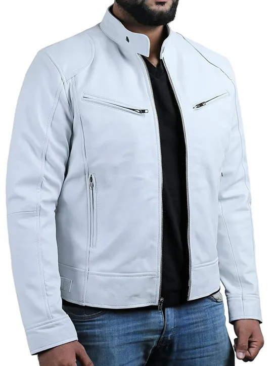 Discount OUKU Male Faux Leather Jacket Transition Jacket Biker Jacket Outdoor clothing Casual Daily Windproof Buttons Fall & Winter Zipper Casual Crew Neck Regular Faux Leather Silver Golden Black White Yellow