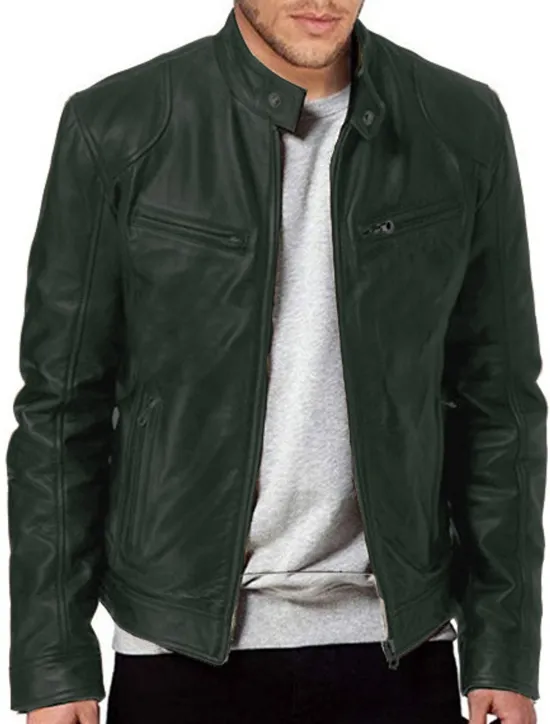 Discount OUKU Male Faux Leather Jacket Transition Jacket Biker Jacket Outdoor clothing Casual Daily Windproof Buttons Fall & Winter Zipper Casual Crew Neck Regular Faux Leather Silver Golden Black White Yellow