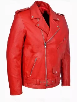 Hot OUKU Male Faux Leather Jacket Transition Jacket Biker Jacket Red Leather Jacket Daily Wear Casual Daily Zipper All Seasons Solid / Plain Color Leisure Sweet Lapel Regular Black Red Jacket