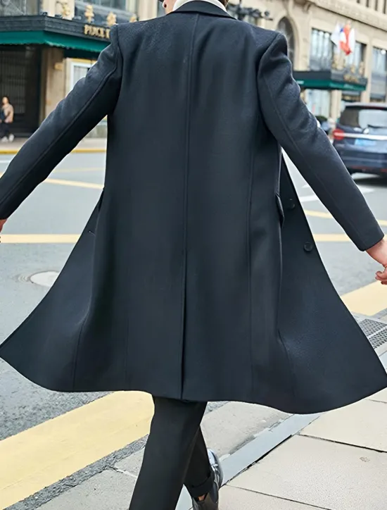 Best OUKU Male Overcoat Coat Trench Coat Daily Wear Buckle Fall & Winter Solid / Plain Color Leisure Lapel Long Camel Black Gray Jacket