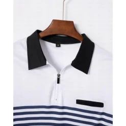 Outlet OUKU Male Polo Shirt Knit Polo Casual Date Lapel Short Sleeves Fashion Plaid / Striped / Chevron / Round Printing Knitting Summer Dry-Fit White Pink Red Orange Green Apricot Polo Shirt