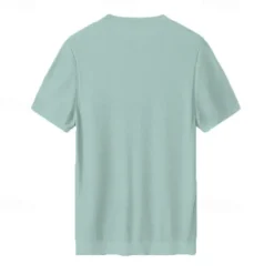 New OUKU Male Silk Cotton Lyocell Blend T-Shirt Short Sleeve Crew Neck Summer Plain Jacquard Elegant Classic Crewneck Minimalist Vacation Home Cotton Black Blue Navy Blue Top Tee for Men