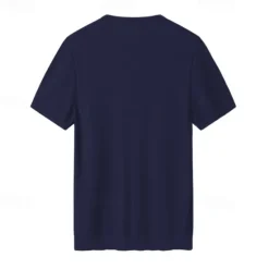 New OUKU Male Silk Cotton Lyocell Blend T-Shirt Short Sleeve Crew Neck Summer Plain Jacquard Elegant Classic Crewneck Minimalist Vacation Home Cotton Black Blue Navy Blue Top Tee for Men