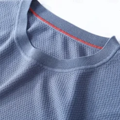 New OUKU Male Silk Cotton Lyocell Blend T-Shirt Short Sleeve Crew Neck Summer Plain Jacquard Elegant Classic Crewneck Minimalist Vacation Home Cotton Black Blue Navy Blue Top Tee for Men