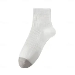 OUKU Men 1 Pair Socks Black White Color Plain Textured School Formal Outdoor Thin Summer Daily Casual