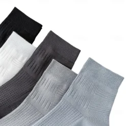 OUKU Men 1 Pair Socks Black White Color Plain Textured School Formal Outdoor Thin Summer Daily Casual