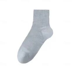 Online OUKU Men 1 Pair Socks Black White Color Plain School Formal Outdoor Plain Thin Summer Daily Casual