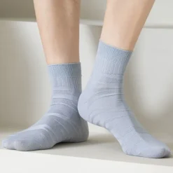 Online OUKU Men 1 Pair Socks Black White Color Plain School Formal Outdoor Plain Thin Summer Daily Casual