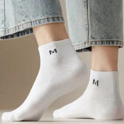 Best OUKU Men 1 Pair Socks No Show & Liner Socks Black White Color Plain School Formal Outdoor Medium Summer Spring Fall Winter Daily Casual