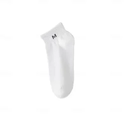 Best OUKU Men 1 Pair Socks No Show & Liner Socks Black White Color Plain School Formal Outdoor Medium Summer Spring Fall Winter Daily Casual