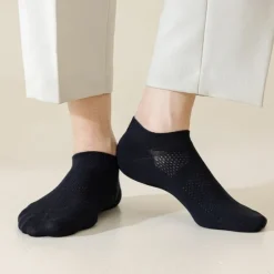 Hot OUKU Men 1 Pair Socks No Show & Liner Socks Black White Color Plain School Formal Outdoor Thin Summer Spring Fall Daily Casual