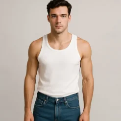 Clearance OUKU Men Sleeveless Round Summer Solid Color Vacation Daily Casual Plain Outdoor Vacation Home White Light Blue Top Tee for Men