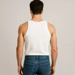 Clearance OUKU Men Sleeveless Round Summer Solid Color Vacation Daily Casual Plain Outdoor Vacation Home White Light Blue Top Tee for Men