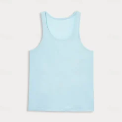 Clearance OUKU Men Sleeveless Round Summer Solid Color Vacation Daily Casual Plain Outdoor Vacation Home White Light Blue Top Tee for Men